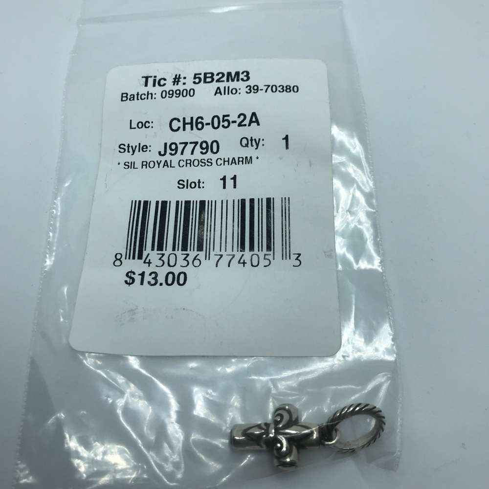 Brighton Silver Cross Charm with Fleur de Lis